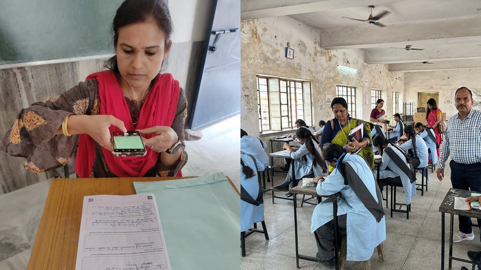 Teacher using AI assessment app in Jodhpur classroom