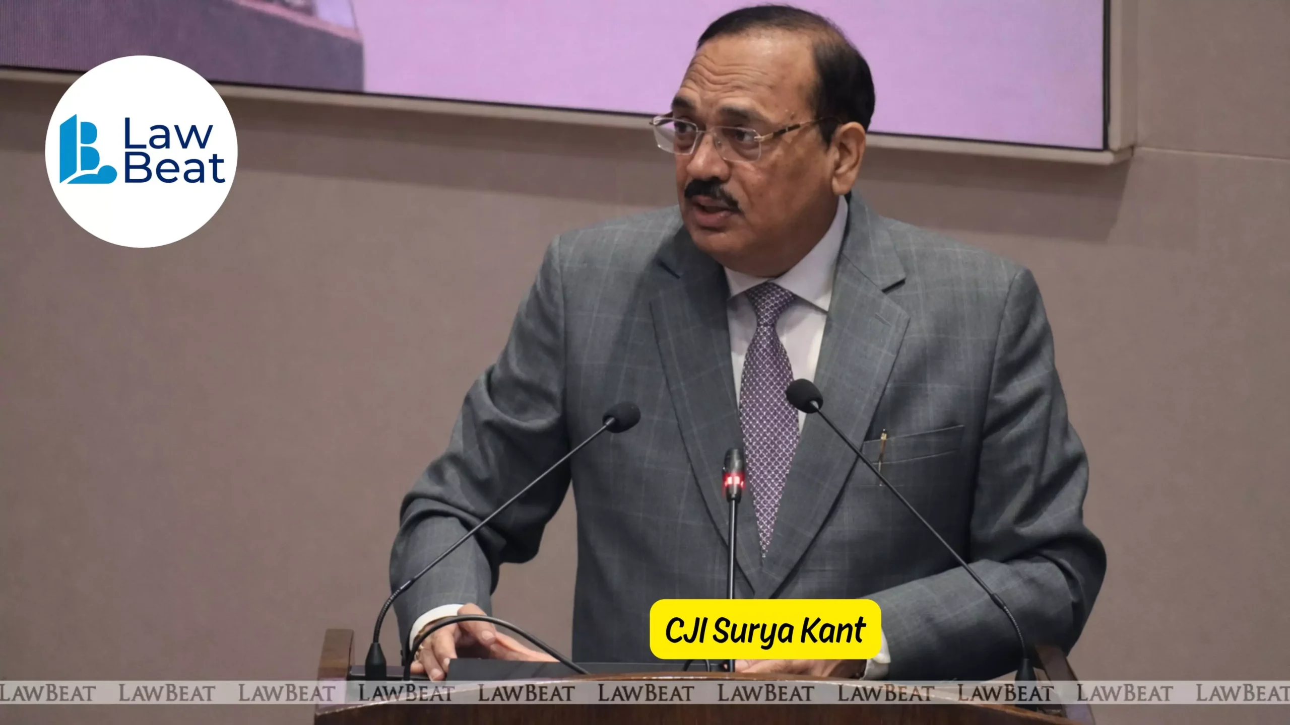 CJI Surya Kant speaking at Rule of Law Convention 2026 on legal system and $10T economy. Image: LawBeat