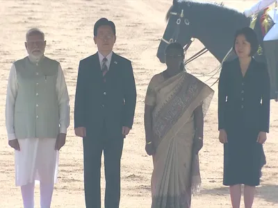 PM Modi with South Korean President Lee Jae Myung at Rashtrapati Bhavan, April 20 2026