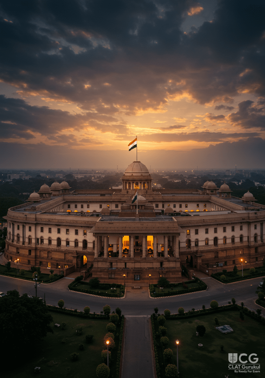Parliament of India at dusk - Tenth Schedule anti-defection law