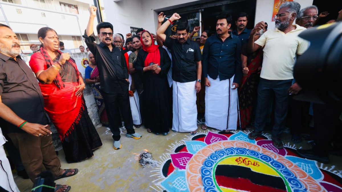 TN CM MK Stalin at delimitation protest in Namakkal | Source: The Week/PTI