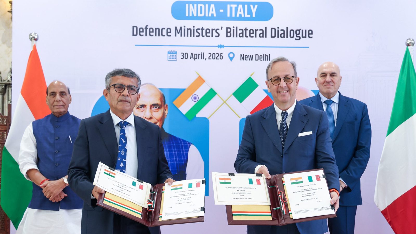 Rajnath Singh meets Guido Crosetto in New Delhi, 30 April 2026 (Source: DD News)