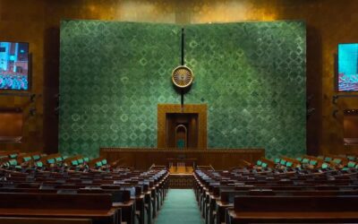 Indian Parliament Lok Sabha chamber wide view